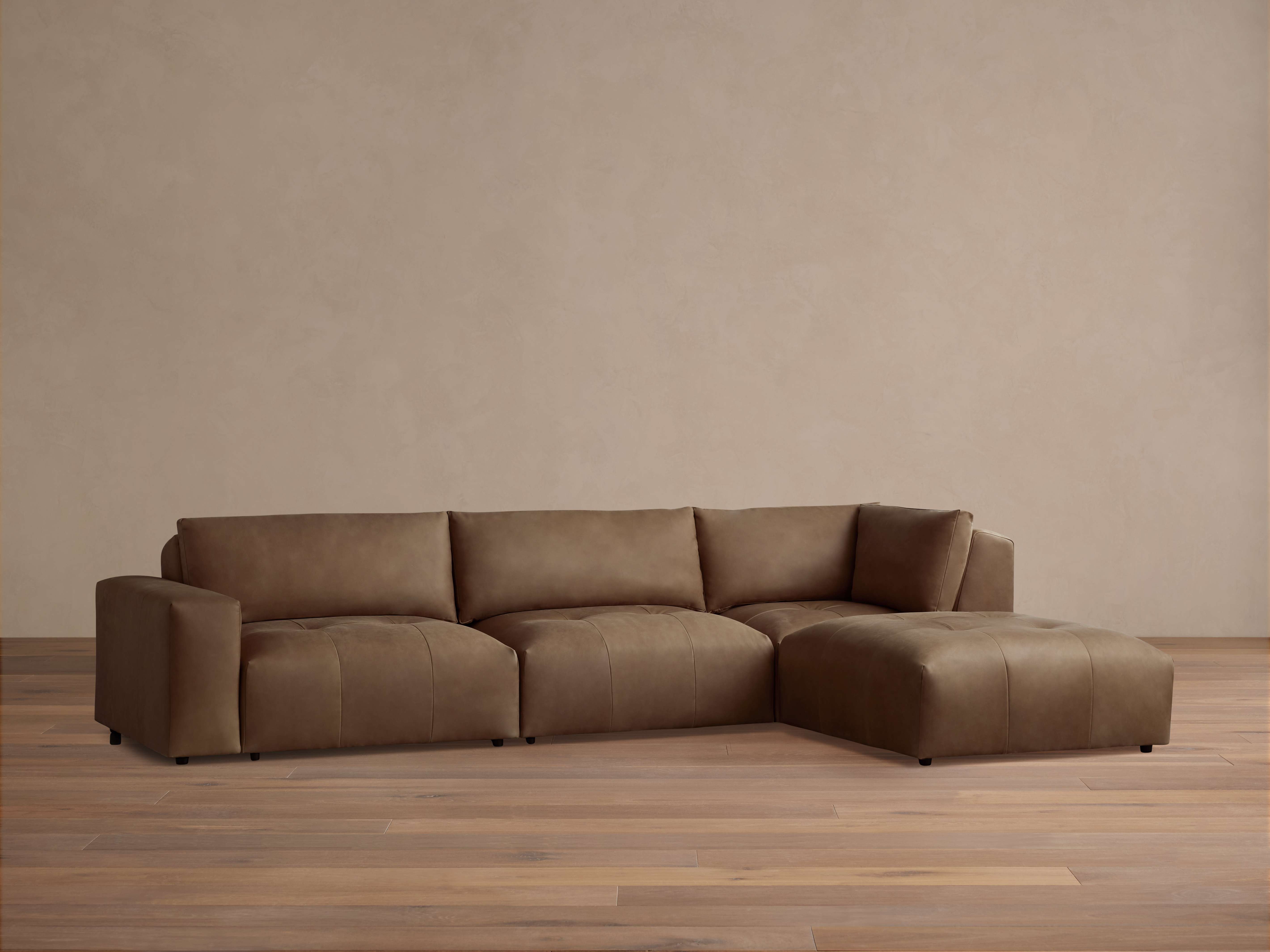 Keegan Leather Five-Piece Sectional - Thumbnail 2