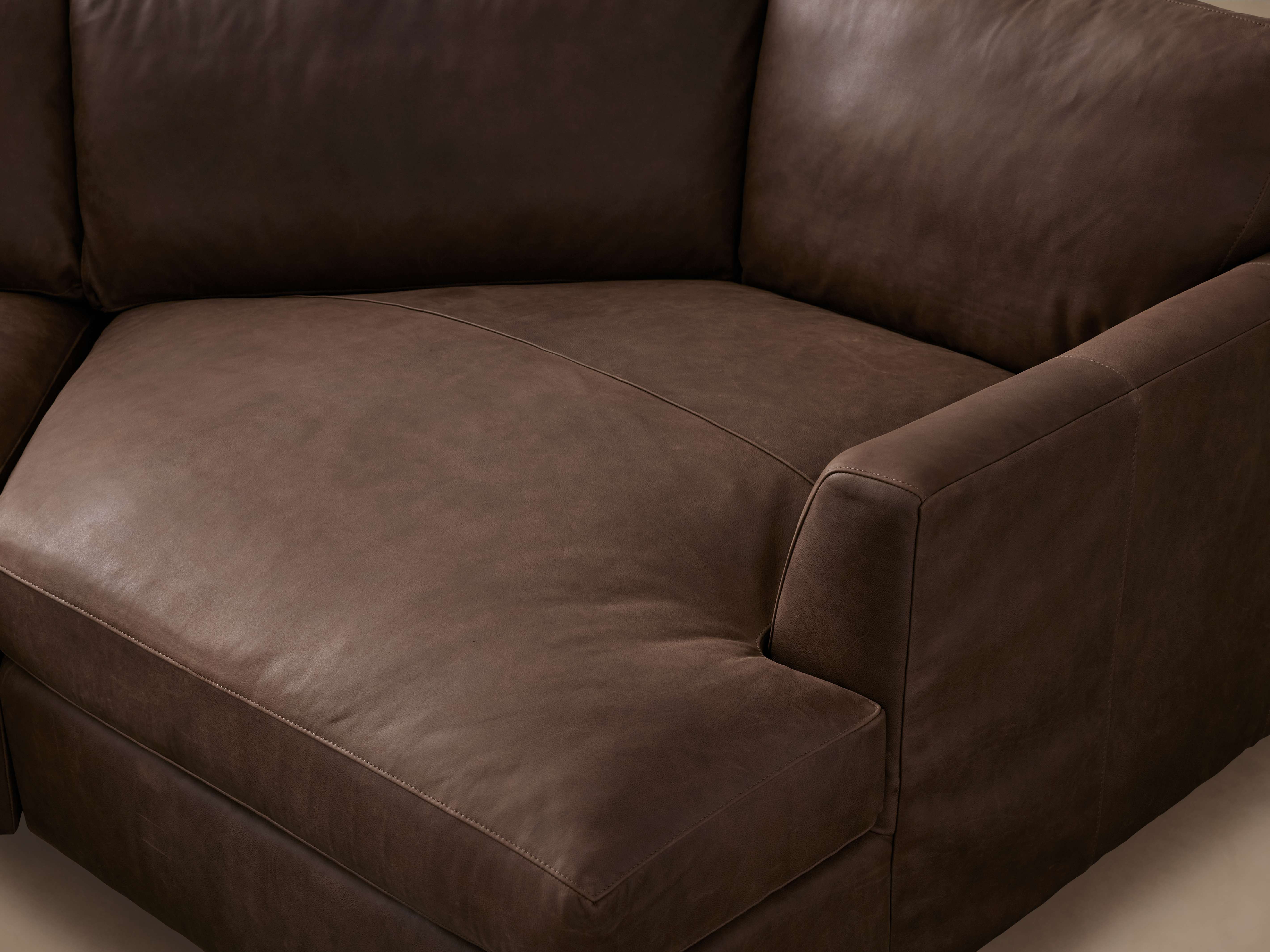 Vernon Leather Two-Piece Cuddle Chaise Sectional - Thumbnail 3
